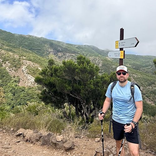 Cristi Glavan hiking in the mountains